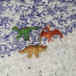 Dinosaur Toy Set Of 3 Mini Dinos - Green, Orange, Tan